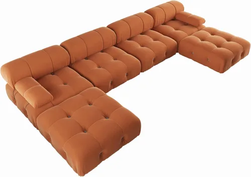 Vista 81 de Sofá modular convertible, moderno sofá recto de terciopelo de 3 plazas para sala de estar, apartamento (104 pulgadas/negro)