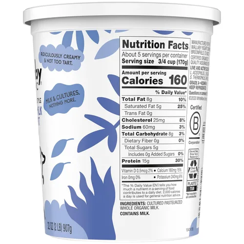 Vista 13 de Wallaby Organic Yogur de leche entera griega australiana, liso, 32 onzas, orgánico USDA