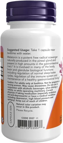 Vista 3 de Now Supplements, Melatonina, Extra Strength 10 mg, 100 cápsulas vegetales (paquete de 2)