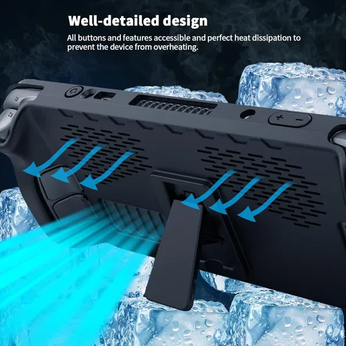 Vista 4 de Wedorat Protective Case for Steam Deck with Small Stand, Silicone Soft Cover Protector, Shockproof Anti-Scratch Anti-Collision Accessories Skin