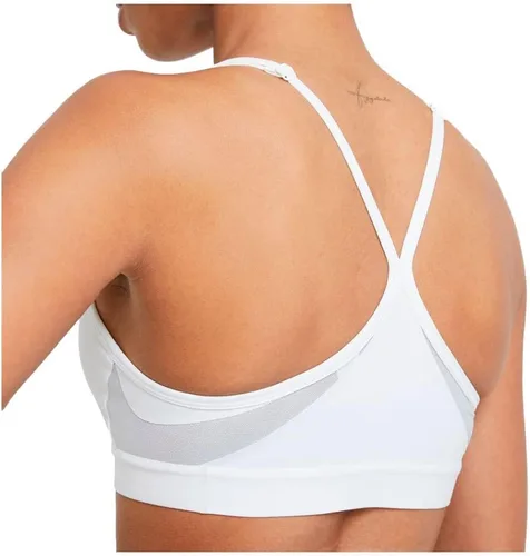 Vista 4 de Nike Sujetador Indy con cuello en V, BlancoGris NieblaGris Partícula