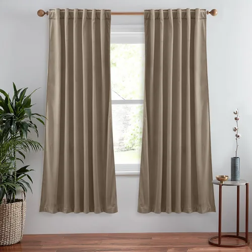 Vista 18 de StangH Cortinas de Terciopelo 42x84 pulgadas Beige Camello Oscurecedoras Resistentes al Calor Cobertura de Ventana Aplastadas Decoración del Hogar