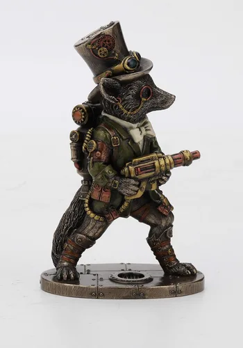 Vista 2 de Veronese Design Estatua de resina Steampunk Stagecoach Gentleman Fox Bandit de 6 1/4 pulgadas, acabado de bronce