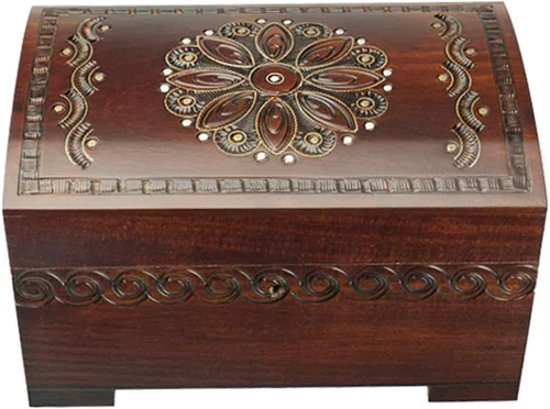 Enchanted World of Boxes Caja de recuerdo de joyería floral grande hecha a mano con cerradura y llave