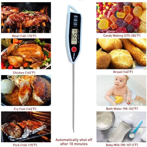Vista 9 de Termómetro digital para carne y alimentos para caramelos, velas, leche, barbacoa, cocina, barbacoa, sonda, termómetro de lectura instantánea