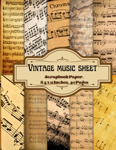Vintage Music Sheet Scrapbook Paper 8.5 x 11 Inches, 40 Pages 20 Double Sided Sheets with 10 Designs - Vol II