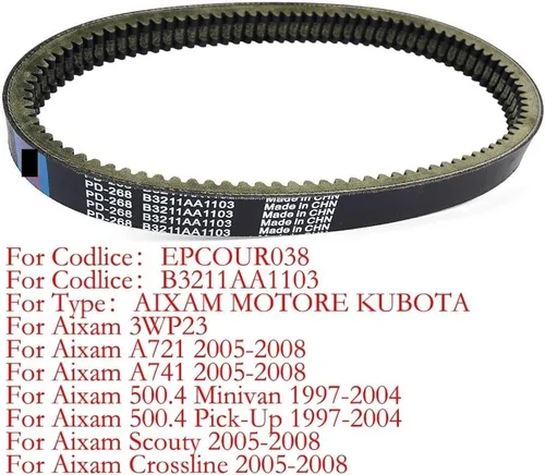 Vista 2 de Correa de transmisión para Aixam 500.4 Minivan 1997-2004 A721 A741 Crossline Scouty 2005-2008 3WP23 para Codlice: B3211AA1103