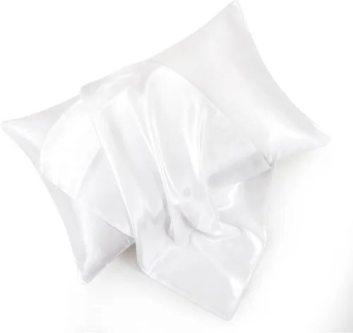 Vista 9 de Juego de 2 fundas de almohada de satén negro estándar con cierre de sobre, funda de almohada de seda negra para cabello y piel (20 x 26 pulgadas)