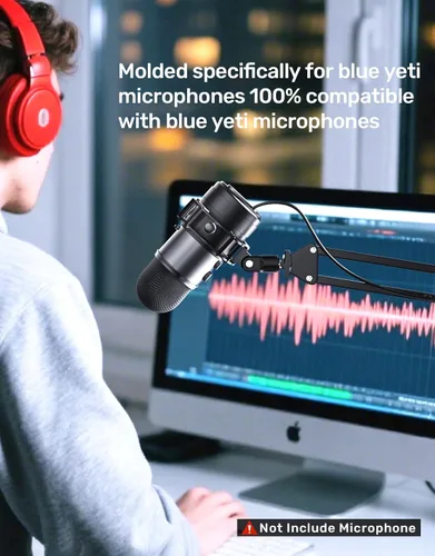 Vista 2 de Montaje de choque construido a medida con filtro pop para micrófonos azules Yeti, marco de metal/plástico, suspensión antivibración, montaje