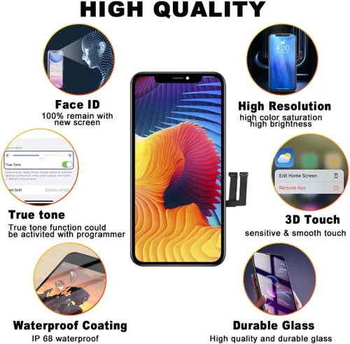 Vista 3 de [No LCD] Reemplazo de pantalla para iPhone X OLED de 5.8 pulgadas (A1865 A1901 A1902), pantalla táctil 3D digitalizador kit de reparación
