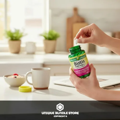 Vista 3 de Biotin 5000 mcg 120 cápsulas blandas – Suplemento de biotina de alta potencia, vitamina B7 para cabello, piel, uñas, vitaminas para mujeres