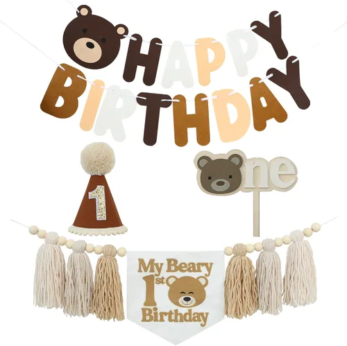 Vista 11 de DCJHFJ Cartel para silla alta con temática de galletas One Sweet Boy para decoración de fiesta de primer cumpleaños con sombrero de cumpleaños