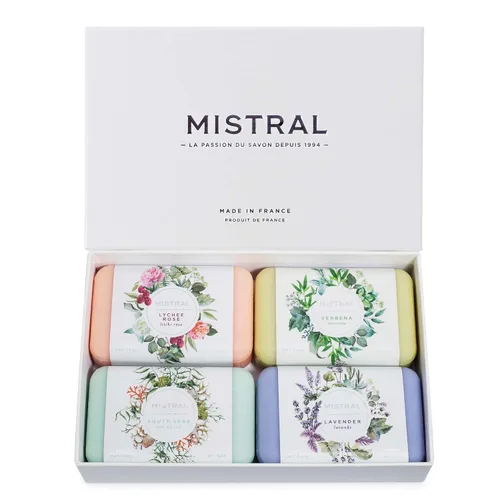 Vista 5 de Mistral Jabón francés clásico, leche de almendras, 7 onzas, jabón natural de lujo triple molido con manteca de karité orgánica y aceite de almendras