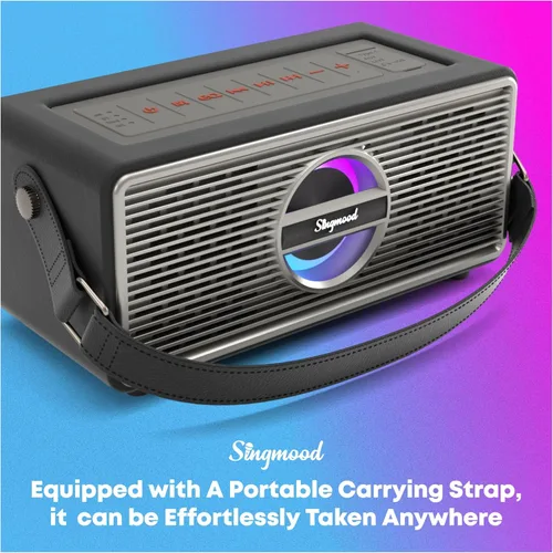 Vista 8 de Máquina de karaoke con 2 micrófonos UHF, subwoofer, barra de sonido de audio para cine en casa, compatible con óptico/Bluetooth/AUX/USB/PC, máquina