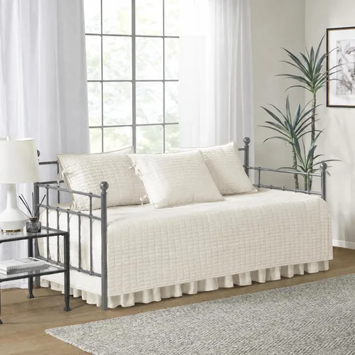Vista 12 de Comfort Spaces Funda para sofá cama de lujo de doble cara - Acolchado, ropa de cama acogedora para todas las estaciones con falda de cama, fundas a