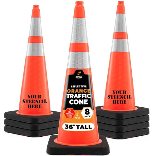Vista 92 de Xpose Safety Conos de tráfico naranjas de 28 pulgadas con collares de 6 y 4 pulgadas, 1 paquete – Cono de seguridad de plástico PVC multiusos