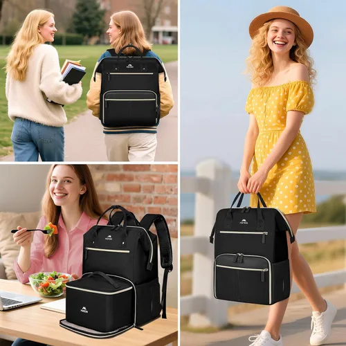 Vista 7 de MATEIN - Mochila de almuerzo de 15.6 pulgadas, bolsa negra para laptop con Negro