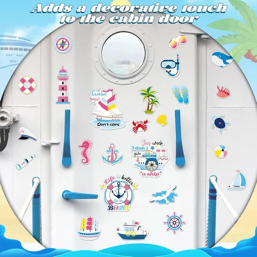 Vista 3 de Qyeahkj 26Pcs Imanes de Puerta de Verano de Playa de Crucero, Imanes Magnéticos de Puerta de Crucero de Verano de Playa para Coche, Nevera