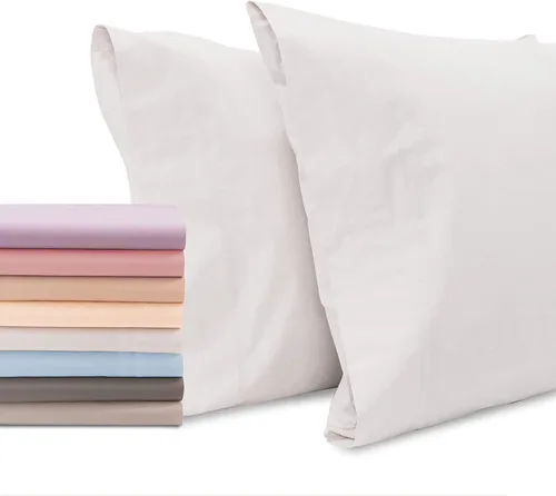 Vista 15 de Superity Linen Fundas de almohada de tamaño estándar, cerramiento abierto, paquete de 2, 100% algodón suave y cómodo, color crema