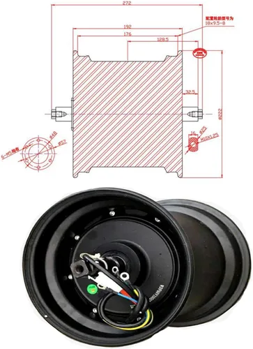 Vista 2 de Harley scooter coche drive motor rueda 60V 72V hub motor eléctrico Citycoco scooter bicicleta eléctrica motor rueda