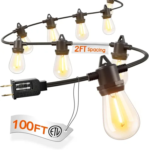 Vista 9 de addlon Guirnalda de luces para exteriores de 50 pies con 16 LED Edison
