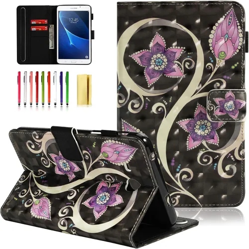 Vista 12 de Funda para Samsung Galaxy Tab A 7.0 2016 (SM-T280/T285) con portalápices [Encendido/apagado automático] Folio Stand Smart Magnetic Wallet Embossed #
