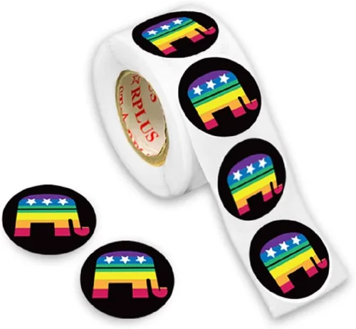 Vista 3 de Pegatinas de bandera bisexual para el mes del orgullo - Venta al por mayor Bi-Pride en un rollo (2 rollos - 500 calcomanías)