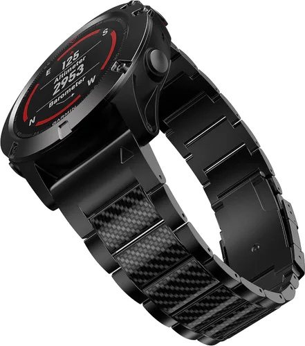 Correa compatible con Fenix 8 de 2.008 in/Fenix 7X/Fenix 6X, banda de metal de titanio de fibra de carbono de 1.024 in, correa de repuesto de ajuste