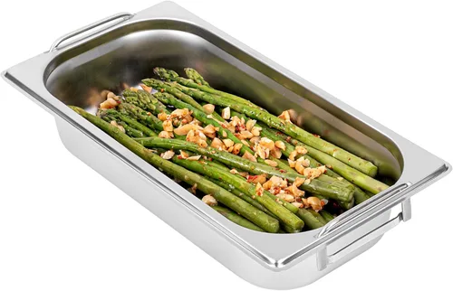 Vista 15 de Restaurantware Met Lux - Bandeja de mesa de vapor de 7 x 6.4 x 2.5 pulgadas, 1 sexto sartén de hotel, bandeja de acero inoxidable plateado profundo