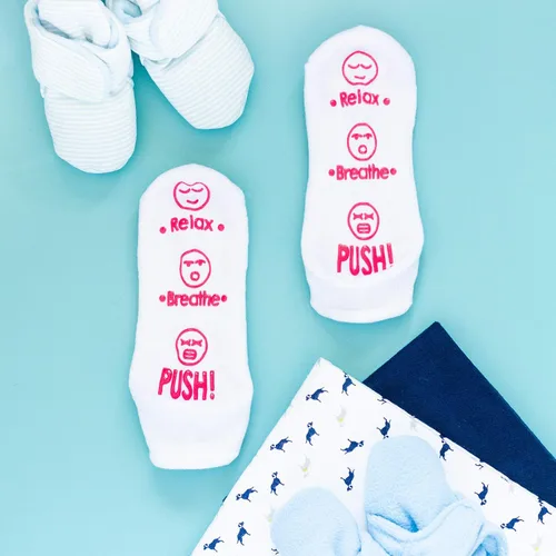 Vista 4 de Calcetines de parto y parto - Divertido regalo de empuje para futura mamá