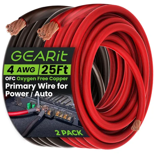 Vista 14 de GEARit Cable de tierra de cobre libre de oxígeno OFC calibre 1/0 (25 pies - negro translúcido) 0 AWG - Cable principal automotriz
