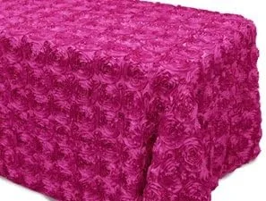 Vista 6 de Runner Linen Factory - Mantel rectangular de satén 3D con roseta grandiosa para decoración de bodas, fiestas y eventos de Runner Linen Factory Rosa