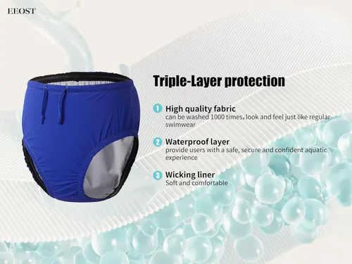 Vista 2 de Pañales de natación reutilizables para jóvenes, para incontinencia, impermeables, a prueba de fugas, unisex (XS, azul)