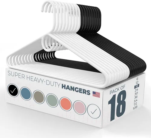 Vista 15 de Neaties Paquete de 6 perchas para ropa súper resistentes, fabricadas en los Estados Unidos, capacidad de 10 libras, perchas de plástico grueso
