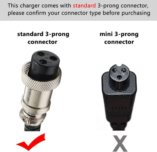 Vista 2 de Cargador de batería para ciclomotor de 24 V compatible con Razor MX350 E300 E150 E175 E100 E200 E200S E300S E125 E500 PR200 E225S E325S MX400 ZR350