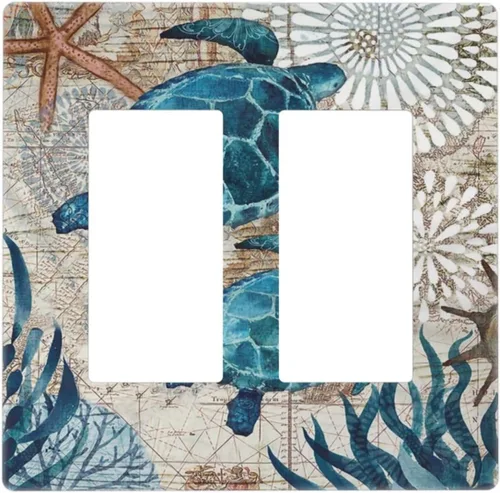 Vista 161 de Placa de Pared en Blanco de 1-Gang Sin Dispositivo Beige Lindo Vintage Boho de los 70s Hongo Fungus Planta Floral Botánica Libélula Interruptor