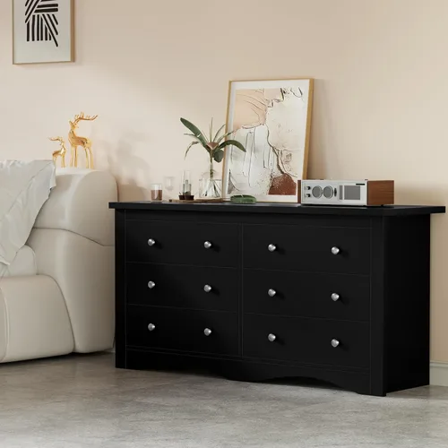 Vista 30 de Furmax Cómoda para dormitorio, 5 cajones de madera, cómoda, para TV de hasta 65 pulgadas, mueble de almacenamiento para TV para pasillo y entrada