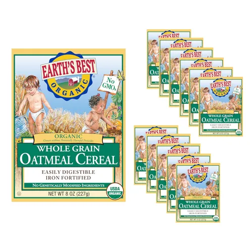 Vista 12 de Earth's Best Comida Orgánica para Bebés, Cereal Orgánico de Grano Entero Multi-Grano para Bebés, Sin OMG, Comida para Bebés Fácilmente Digestible