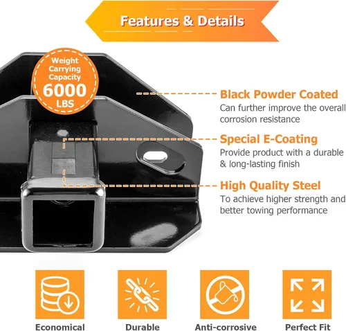 Vista 3 de WeiSen Enganche de Receptor Trasero de Remolque de 5 cm Clase 3 Compatible con Dodge Ram 1500 2003-2018, Se Adapta a Ram 2500 3500 2003-2013, Se