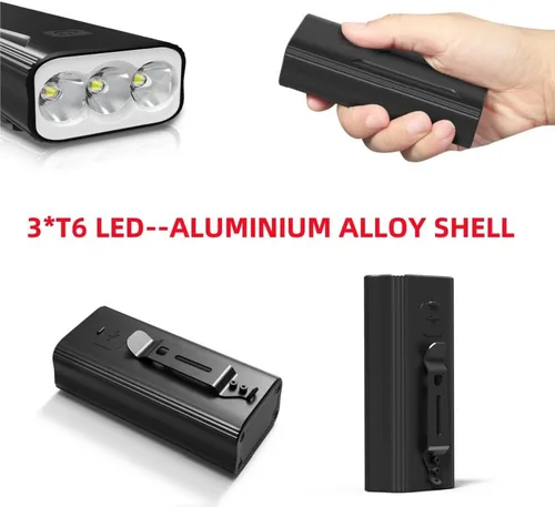 Vista 2 de Luces de bicicleta superbrillantes de 3000 lúmenes, 5200 mAh de tiempo de funcionamiento durante más de 10 horas, luces de bicicleta recargables