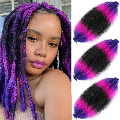 Vista 40 de Cabello Afro Twist de 30 Pulgadas 2 Paquetes, Cabello Afro Twist Elástico Pre Esponjado Cabello Spring Twist Pre Estirado Cabello para Envolver