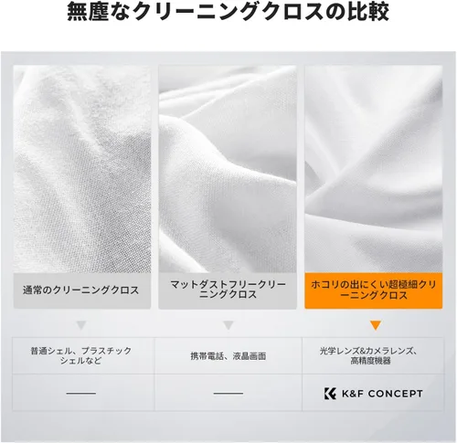 Vista 6 de K&F CONCEPT Paquete de 3 paños de limpieza de microfibra, paños de limpieza de lentes de 6 x 6 pulgadas, paño premium para lentes de cámara