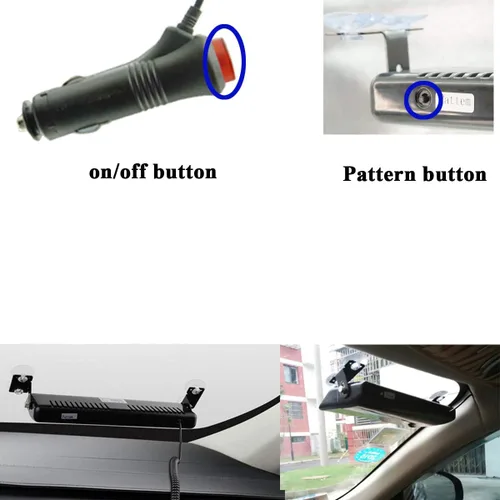 Vista 5 de Luz Estroboscópica de Destello LED Azul de Advertencia de Emergencia con 12 LED, Ventosa para Salpicadero Interior, Techo, Parabrisas, Salpicadero