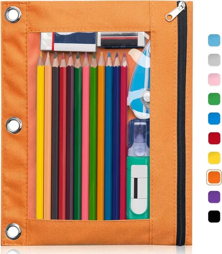 Vista 8 de Forvencer Estuche para lápices para carpeta de 3 aros, estuche transparente con ventana y cremallera suave, bolsa para lápices de gran capacidad