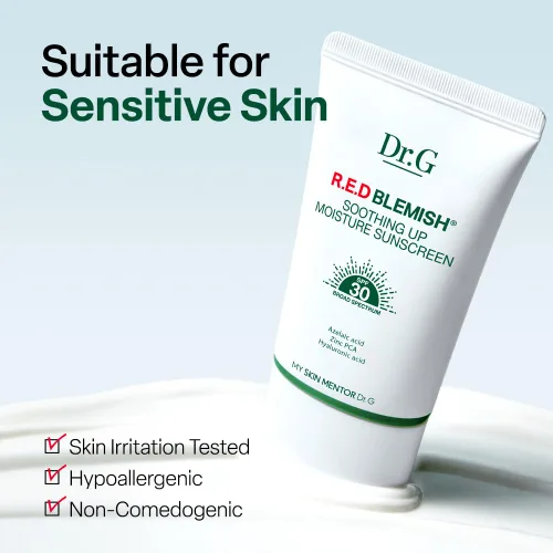 Vista 4 de Dr. G R.E.D. Blemish - Protector solar calmante de humedad - Protector solar coreano sin blanco - SPF de amplio espectro para pieles sensibles - No