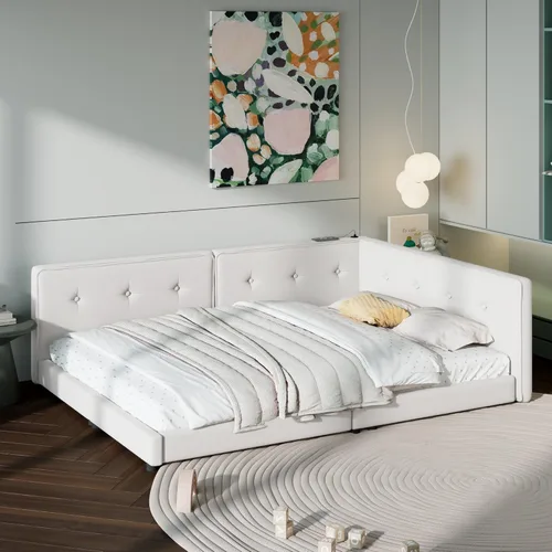 Vista 45 de Sofá cama de tamaño individual con 2 cajones y barandilla rústica, cama de plataforma capitán de madera con soporte de listones resistente, sofá
