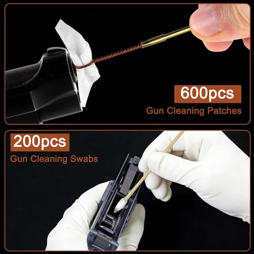 Vista 2 de Egaageoi Suministros de limpieza de armas – Parches de limpieza de armas e hisopos de algodón puntiagudos para pistola, rifle, escopeta – Kit
