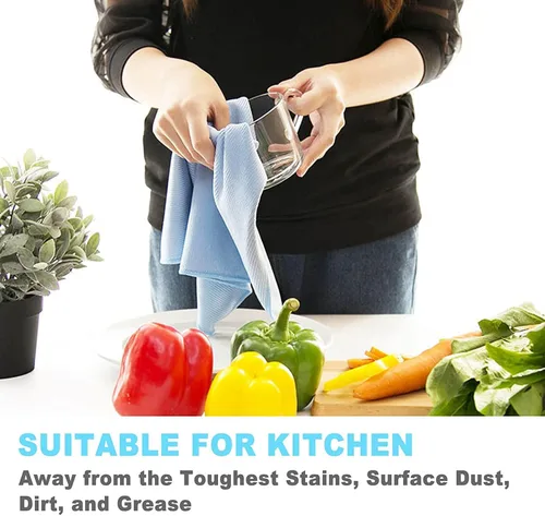 Vista 4 de Paño de Limpieza para Ventanas, Paño de Limpieza de Cristales, Libre de Manchas y Rayas. (Paquete Azul 2)