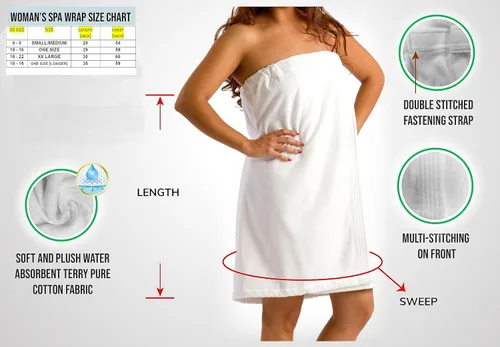 Vista 3 de BY LORA Cubierta de ducha de algodón de rizo para mujer, color aguamarina, tamaño S/M