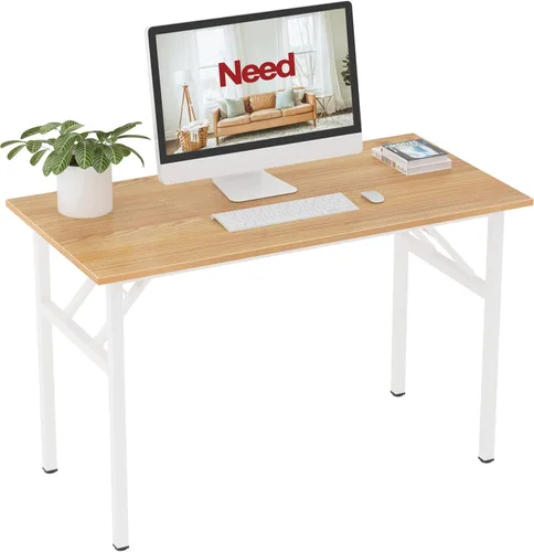 Vista 21 de Need - Escritorio plegable de 31 1/2" sin ensamblaje, mesa pequeña para computadora, escritorio robusto y resistente para espacios pequeños, marco